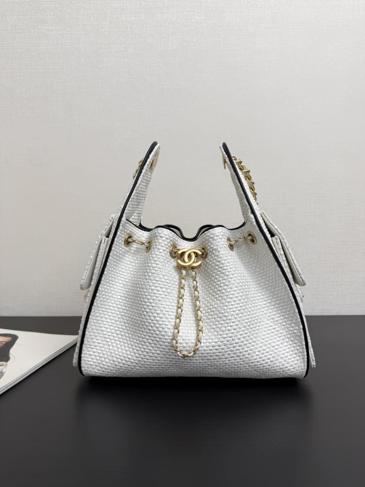Chanel Quilted Drawstring Tote Bag