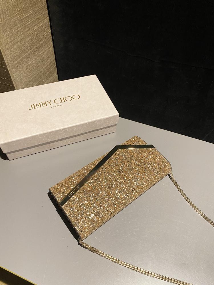 Jimmy Choo Glitter Clutch Wallet on Chain
