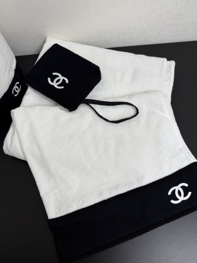 Chanel Terry Cotton Beach Bag Set with Pouch and Towel