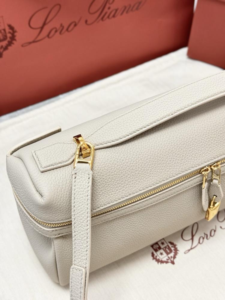 Loro Piana Elongated Extra Pocket Bag in Grained Leather