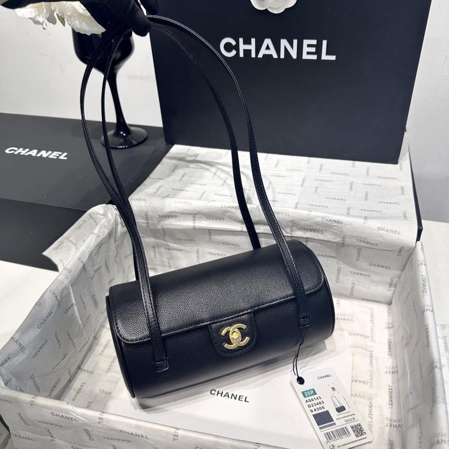 Chanel Grained Leather Cylindrical Bag