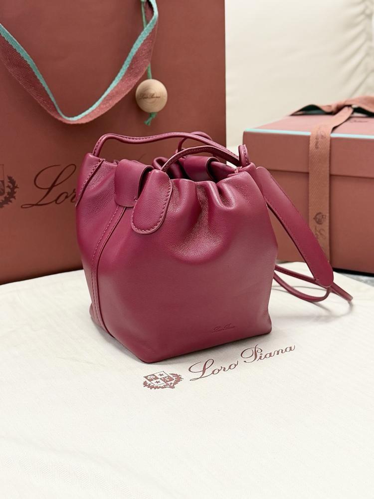 Loro Piana Bale Softy Drawstring Bucket Bag