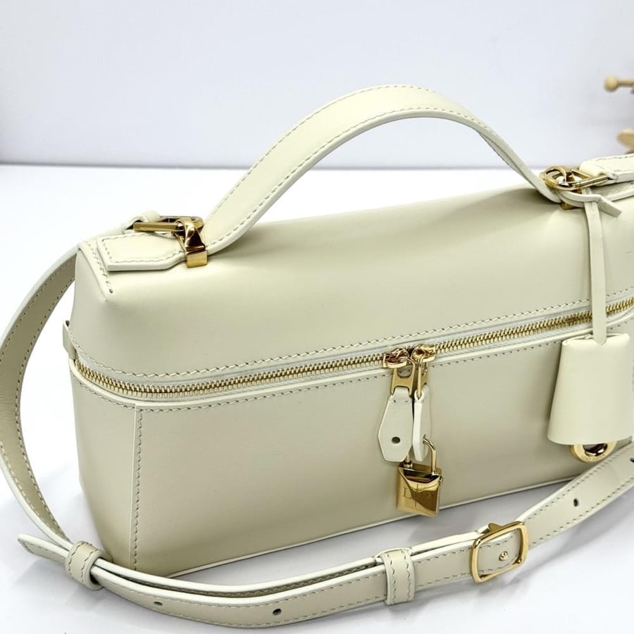 Loro Piana Smooth Leather Elongated Top Handle Bag