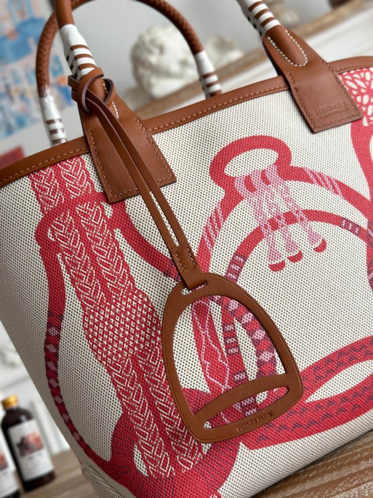 Hermes Steeple 28 Printed Canvas Tote Bag