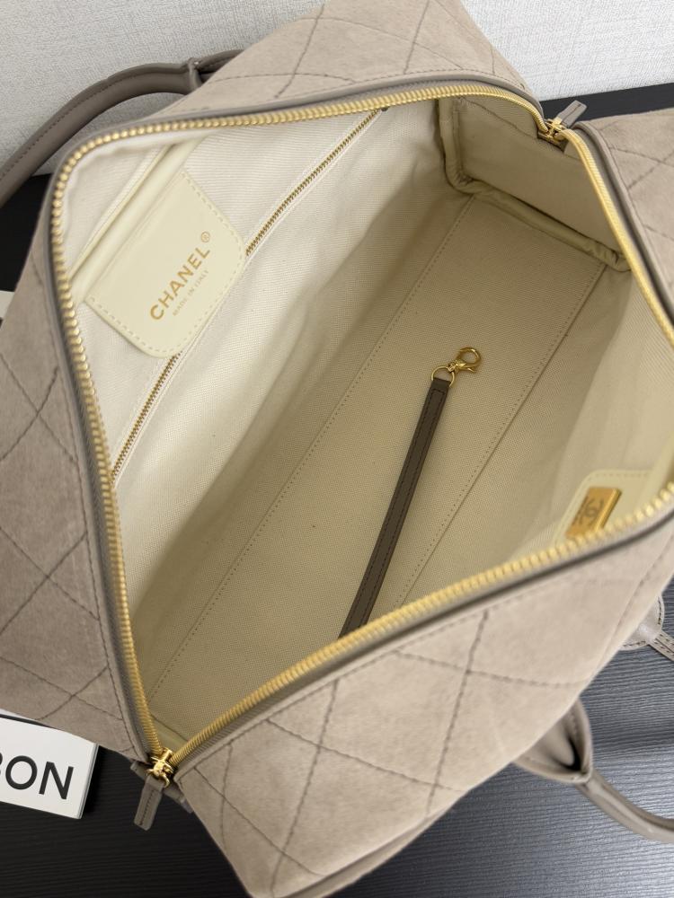 Chanel Quilted Suede Bowling Bag