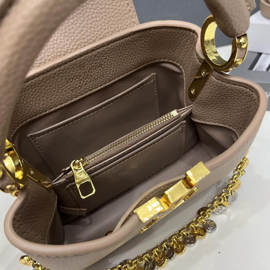 Louis Vuitton Capucines Mini Leather Bag with Charms Chain