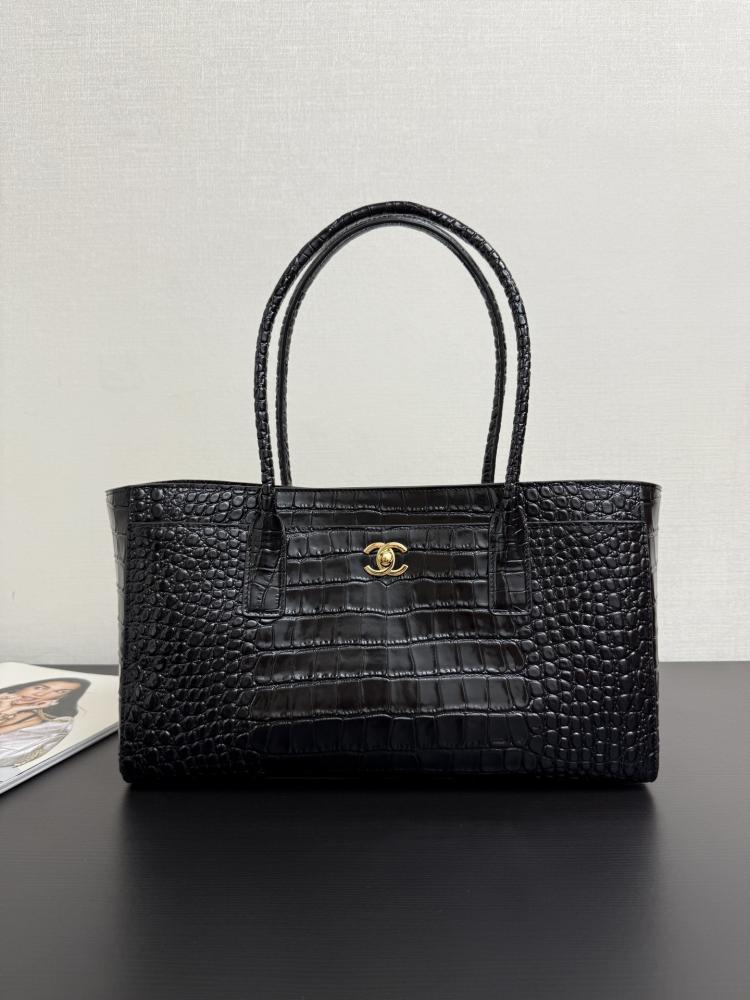 Chanel Croc-Embossed Leather Tote Bag