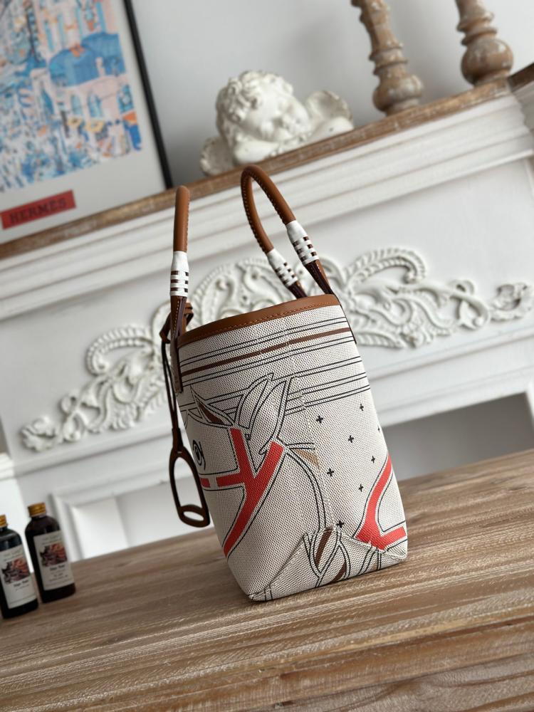 Hermes Steeple 28 Printed Canvas Tote Bag