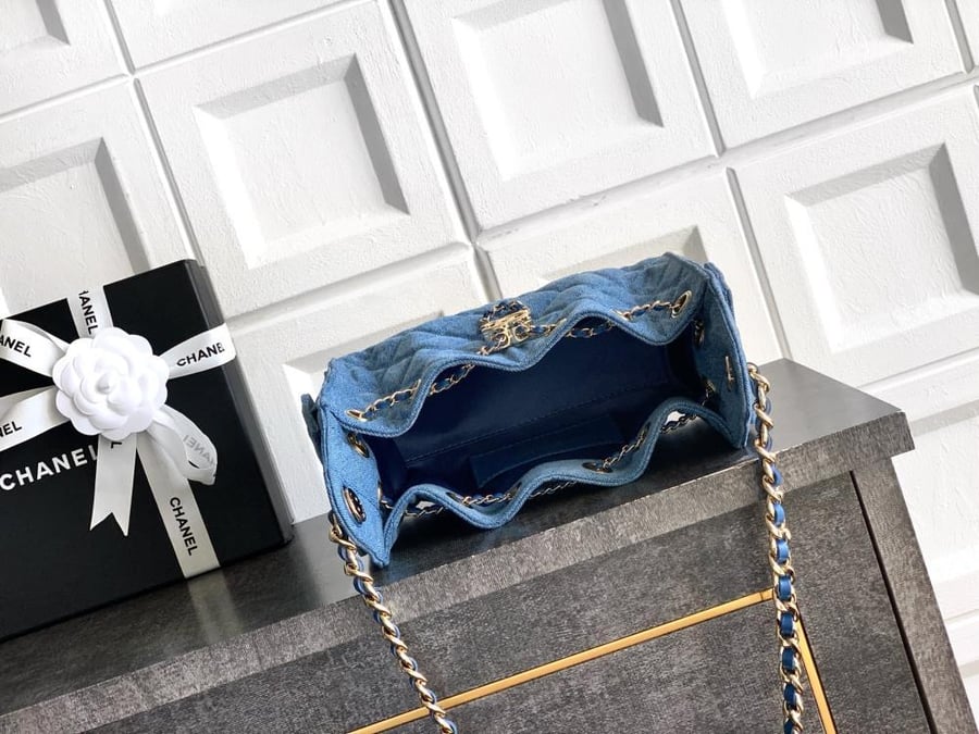 Chanel Quilted Drawstring Tote Bag