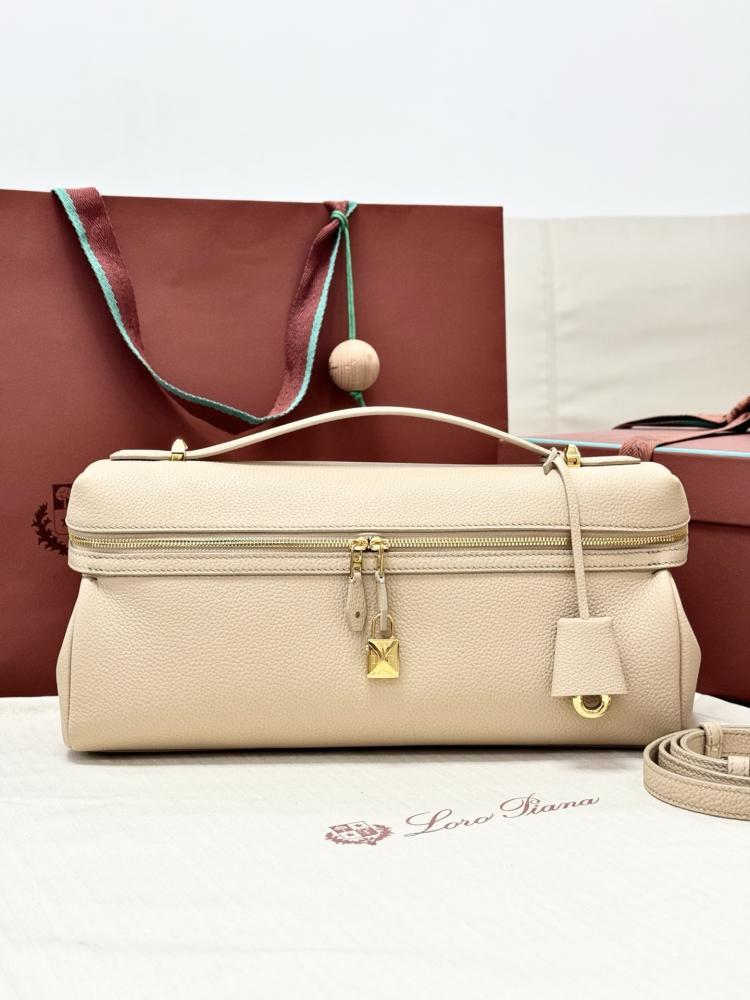 Loro Piana Elongated Extra Pocket Bag in Grained Leather