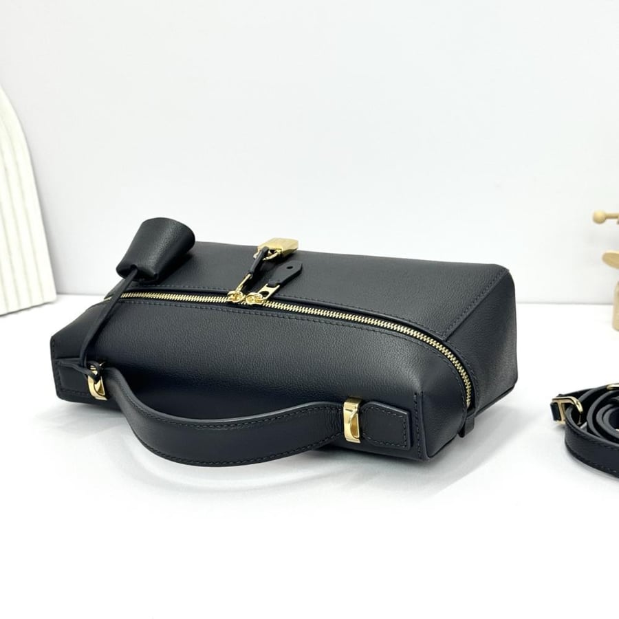 Loro Piana Smooth Leather Elongated Top Handle Bag