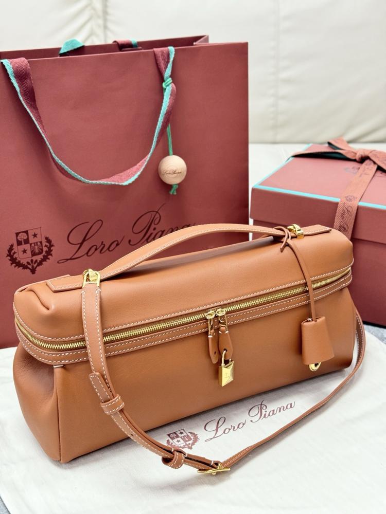 Loro Piana Elongated Extra Pocket Bag in Grained Leather