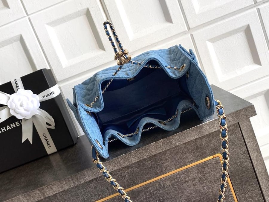 Chanel Quilted Drawstring Tote Bag