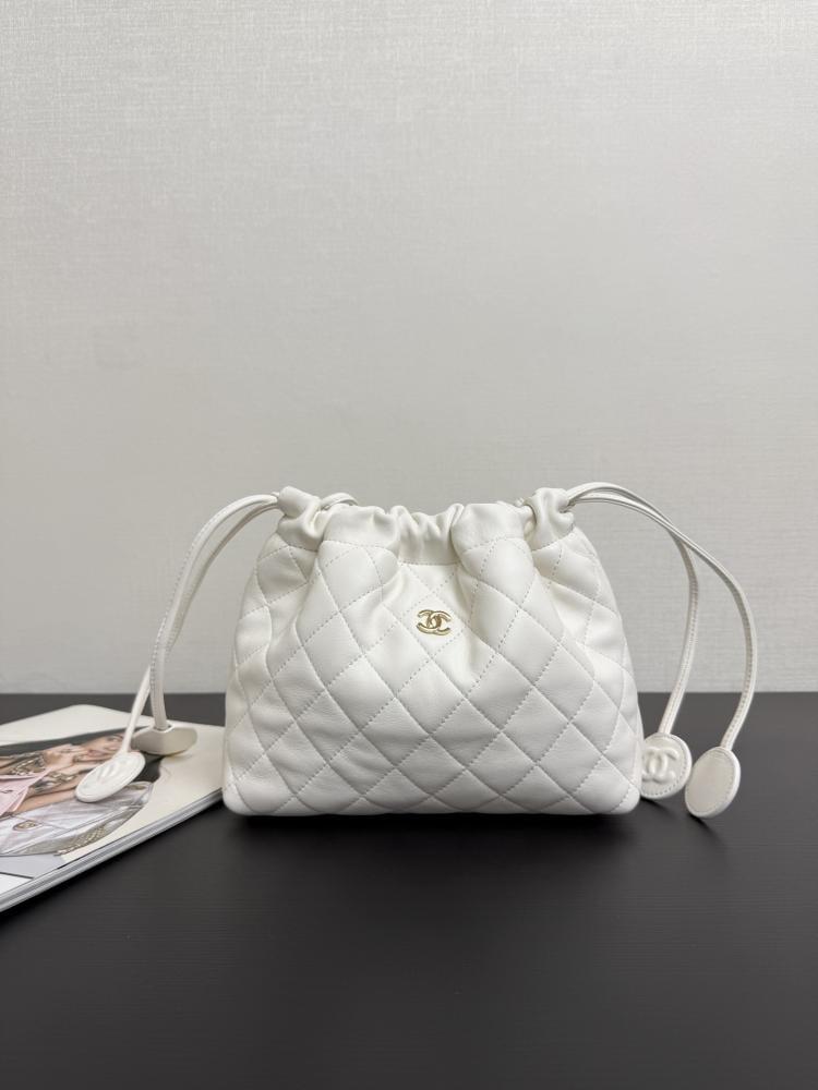 Chanel Quilted Leather Drawstring Pouch