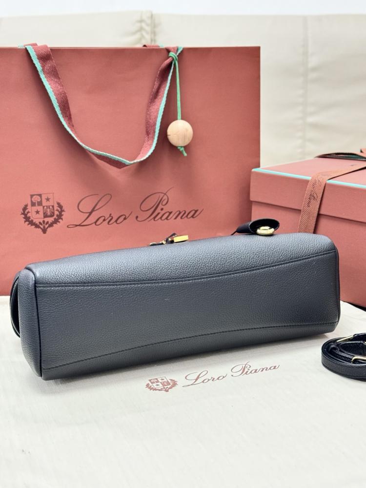 Loro Piana Elongated Extra Pocket Bag in Grained Leather