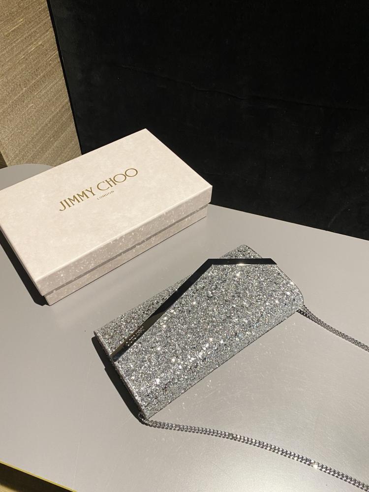 Jimmy Choo Glitter Clutch Wallet on Chain