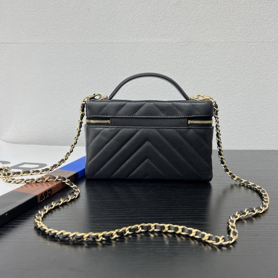Chanel Quilted Grained Leather Vanity Case