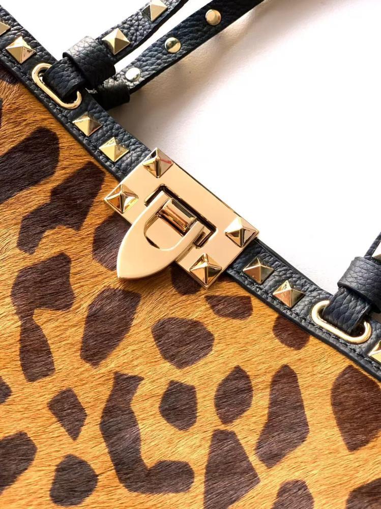 Valentino Garavani Rockstud Leopard Print Calfskin Bag