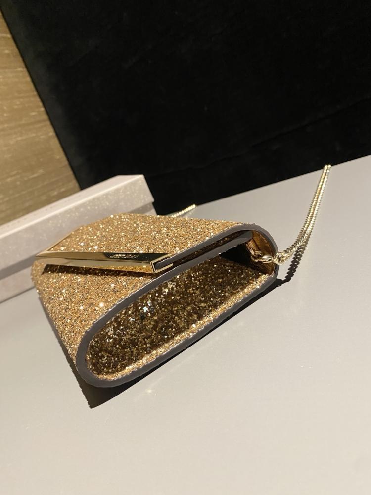 Jimmy Choo Glitter Clutch Wallet on Chain