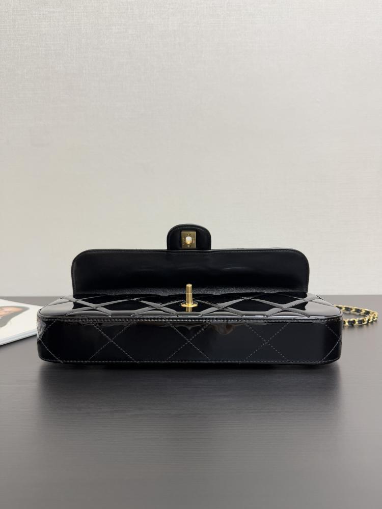 Chanel Glossy Quilted Top Handle Flap Bag
