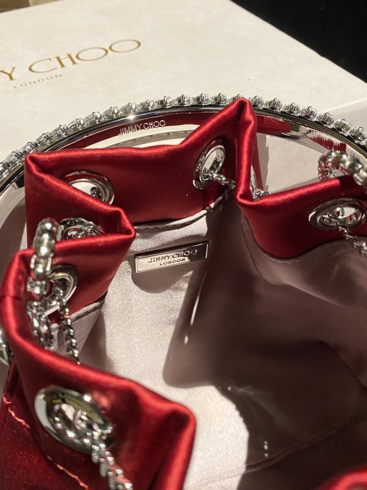 Jimmy Choo Bon Bon Satin & Crystal Embellished Bucket Bag Collection