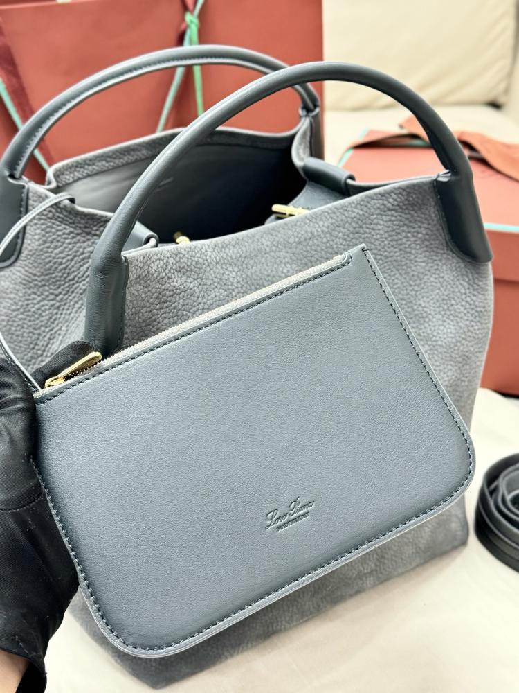 Loro Piana Large Bale Bag in Textured Leather