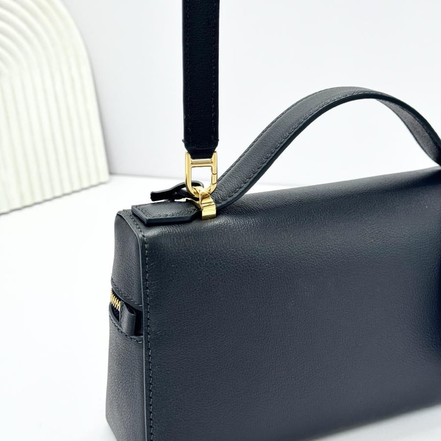 Loro Piana Smooth Leather Elongated Top Handle Bag