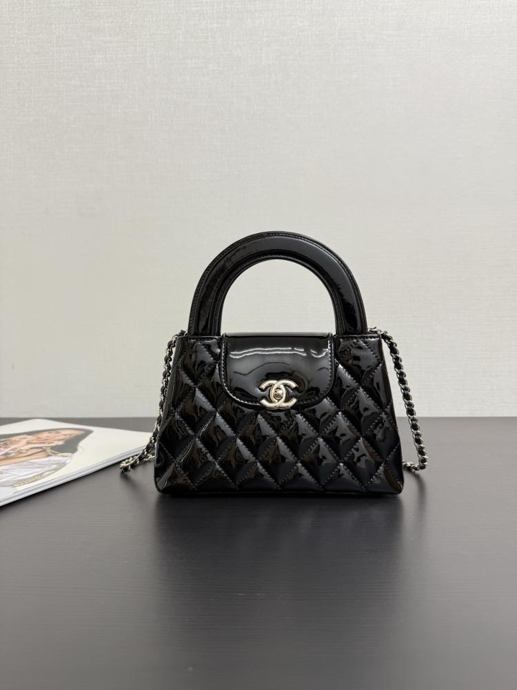 Chanel Mini Kelly Top Handle Quilted Patent Leather Bag