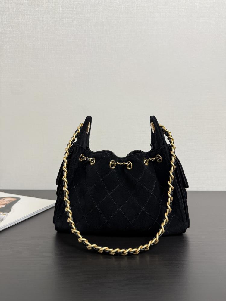 Chanel Quilted Drawstring Tote Bag
