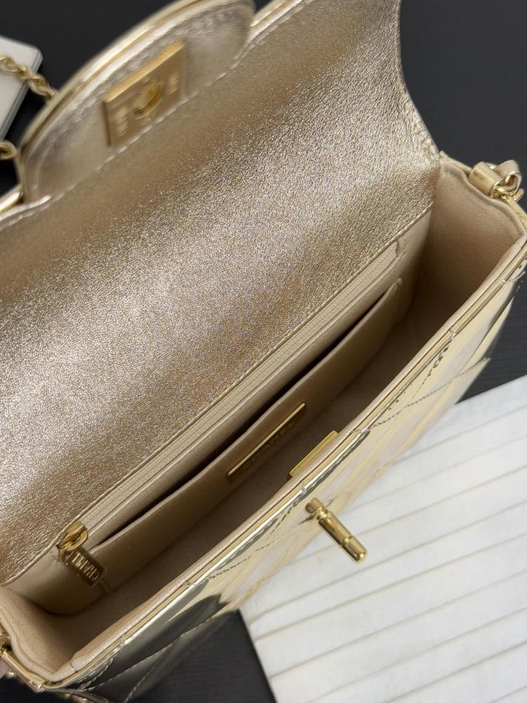 Chanel Mini Glossy Quilted Top Handle Flap Bag