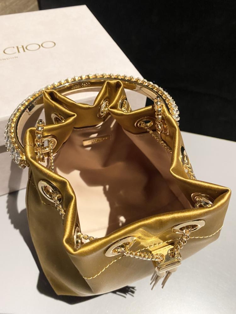 Jimmy Choo Bon Bon Satin & Crystal Embellished Bucket Bag Collection