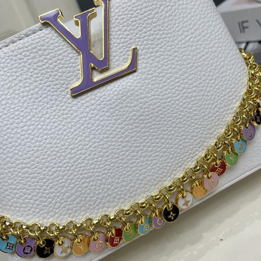 Louis Vuitton Capucines Mini Leather Bag with Charms Chain