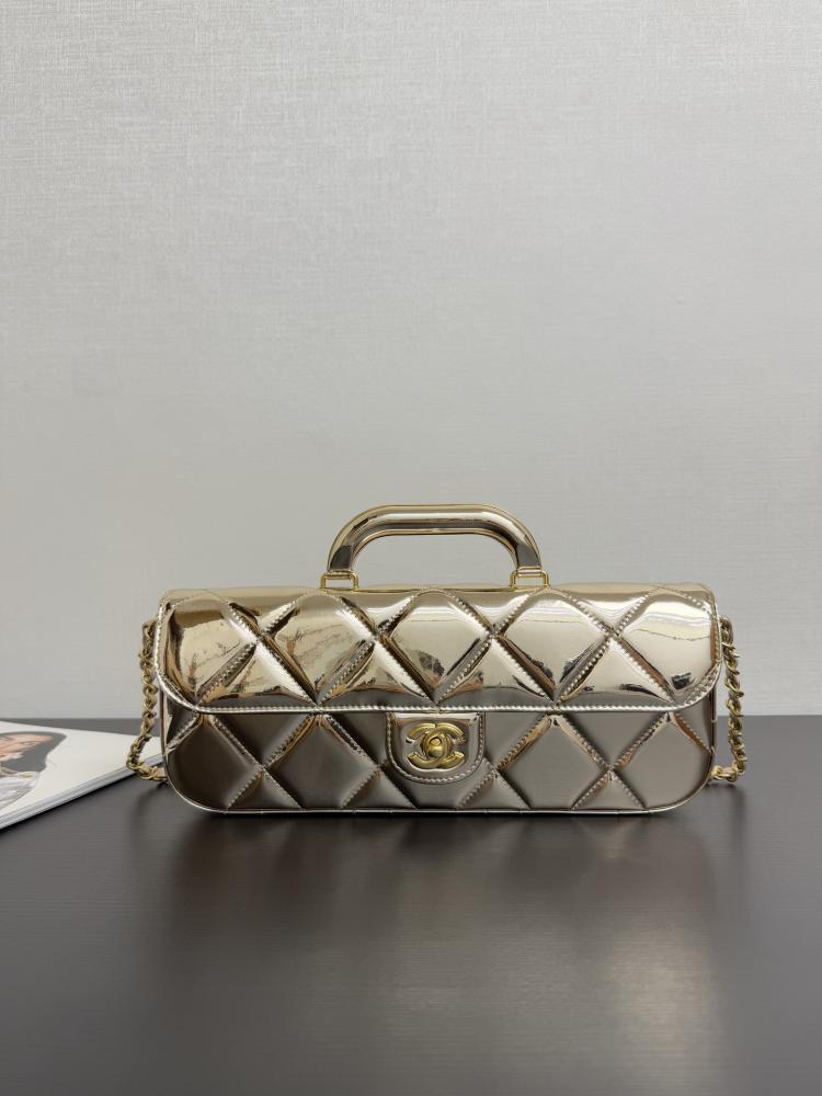 Chanel Glossy Quilted Top Handle Flap Bag