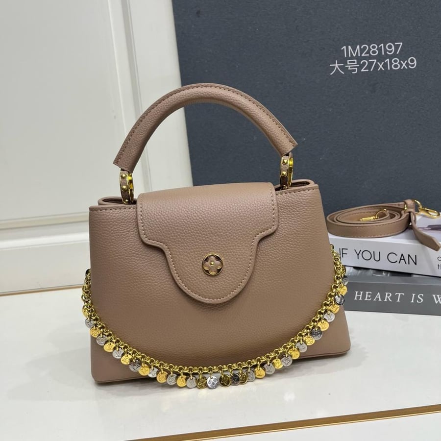Louis Vuitton Capucines BB Leather Bag with Charms Chain