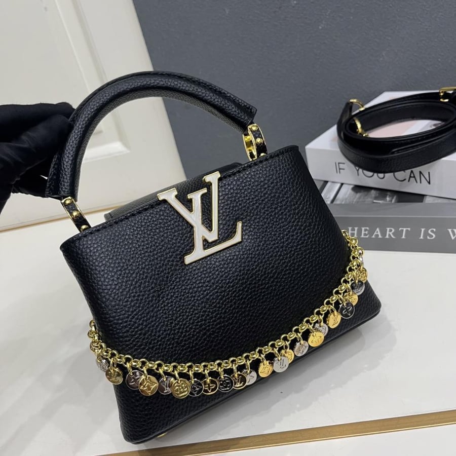 Louis Vuitton Capucines Mini Leather Bag with Charms Chain