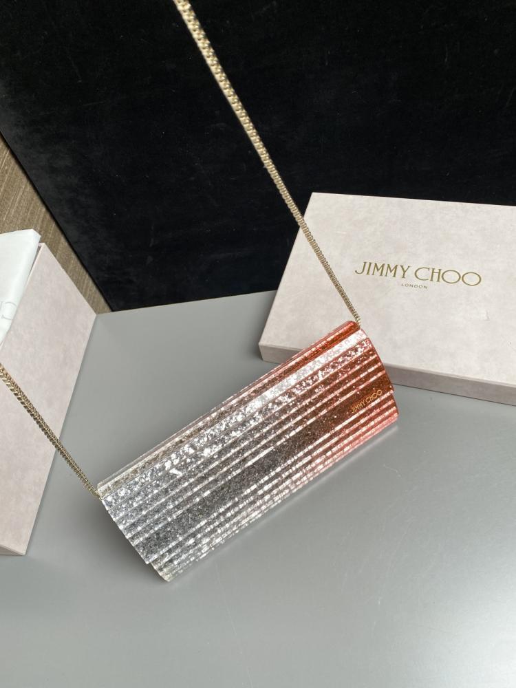 Jimmy Choo Structured Glitter Ribbed Clutch