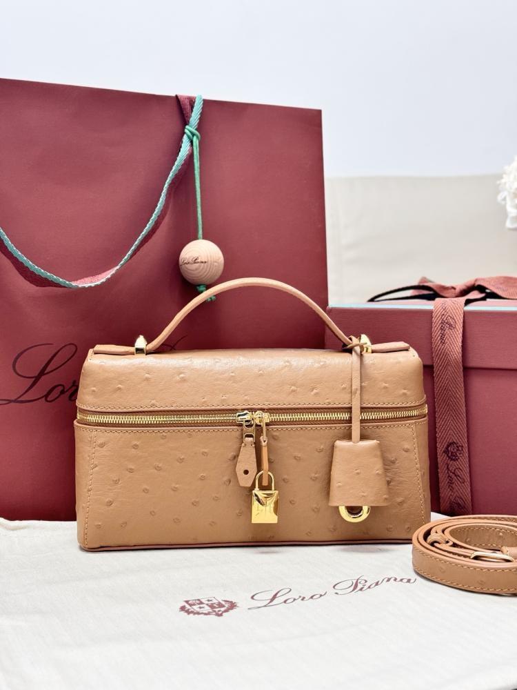 Loro Piana Smooth Leather Elongated Top Handle Bag