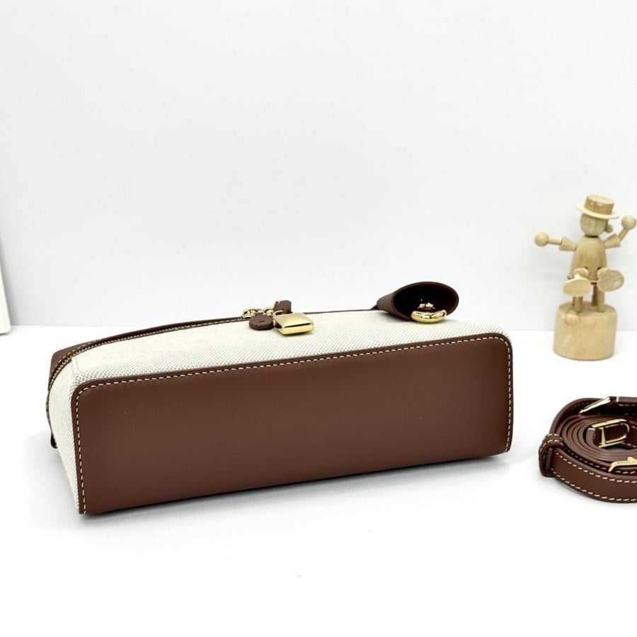 Loro Piana Smooth Leather Elongated Top Handle Bag