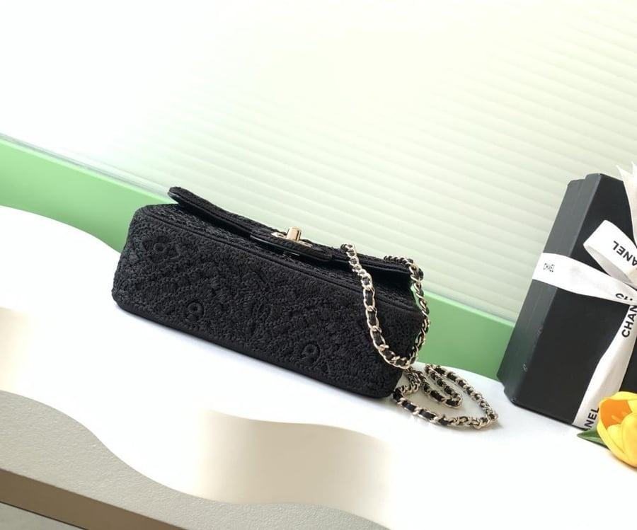 Chanel Embroidered Fabric Classic Flap Bag