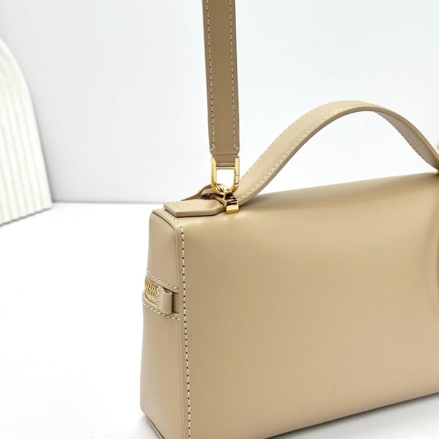 Loro Piana Smooth Leather Elongated Top Handle Bag