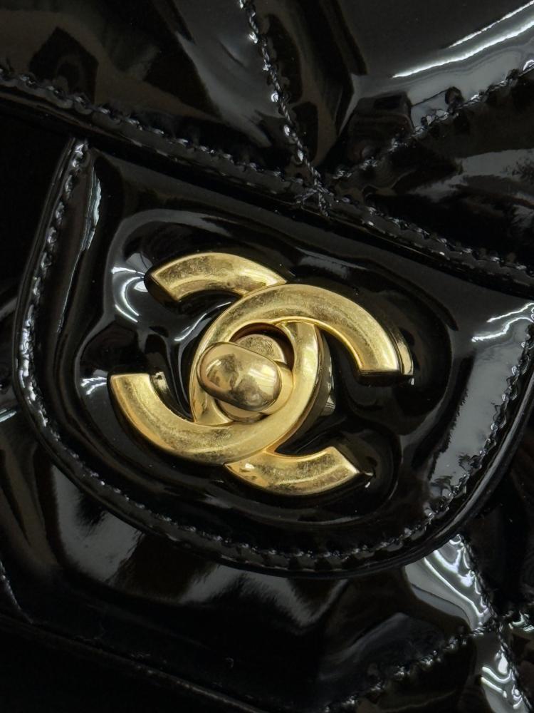 Chanel Mini Glossy Quilted Top Handle Flap Bag