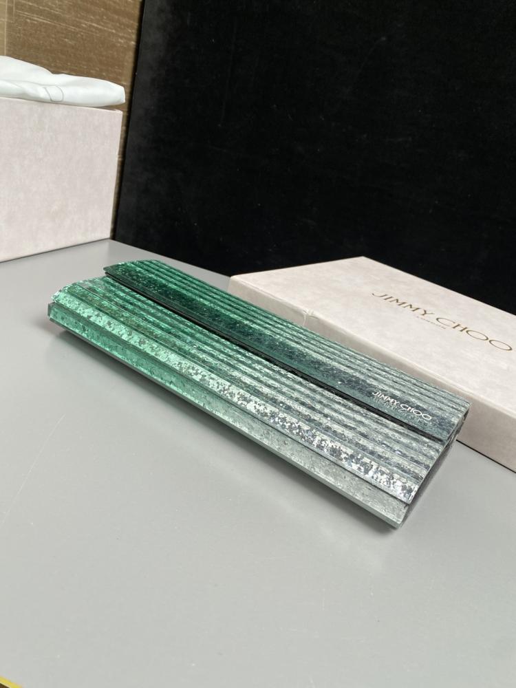 Jimmy Choo Structured Glitter Ribbed Clutch