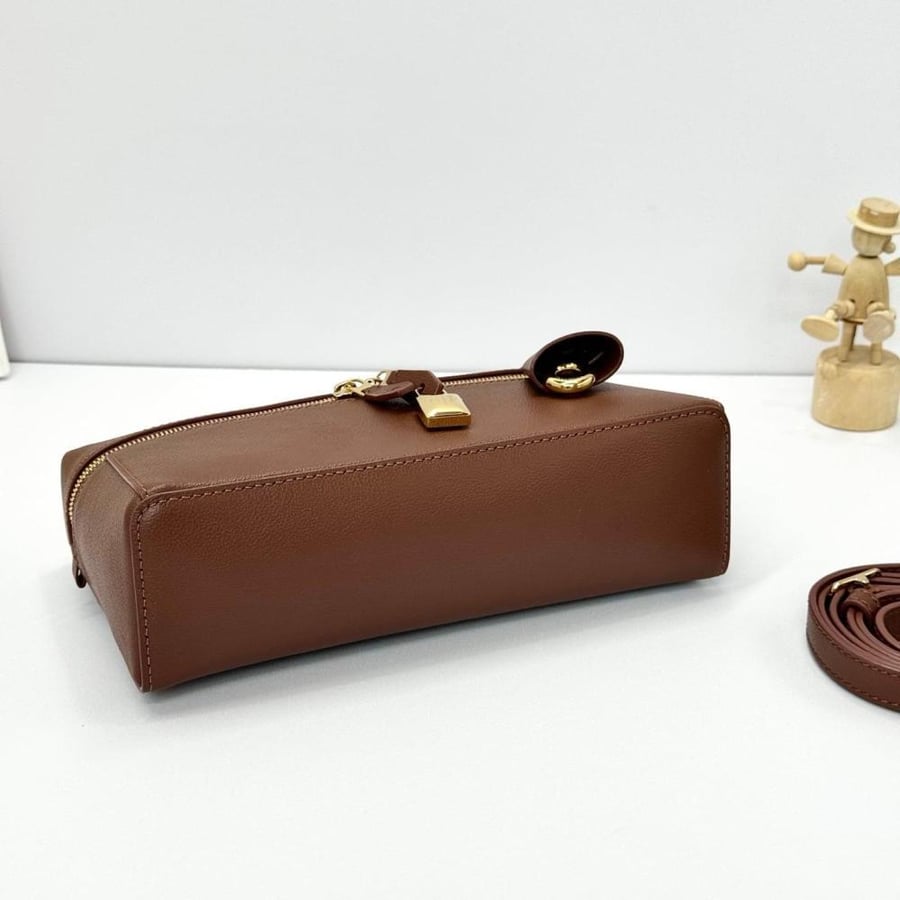 Loro Piana Smooth Leather Elongated Top Handle Bag