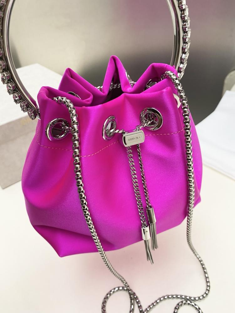 Jimmy Choo Bon Bon Satin & Crystal Embellished Bucket Bag Collection