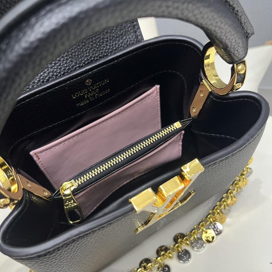 Louis Vuitton Capucines Mini Leather Bag with Charms Chain
