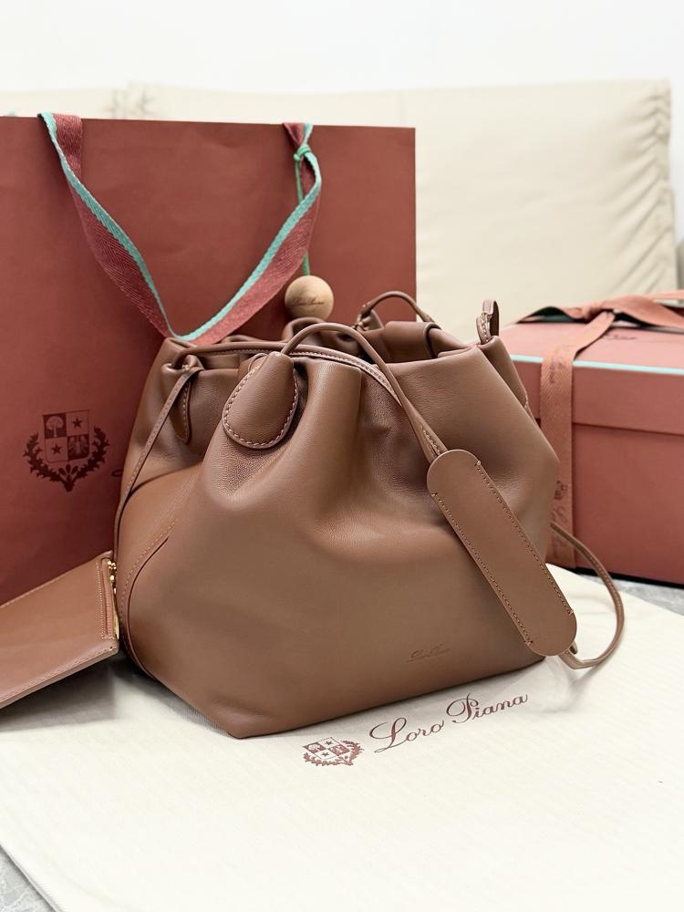 Loro Piana Bale Softy Drawstring Bucket Bag