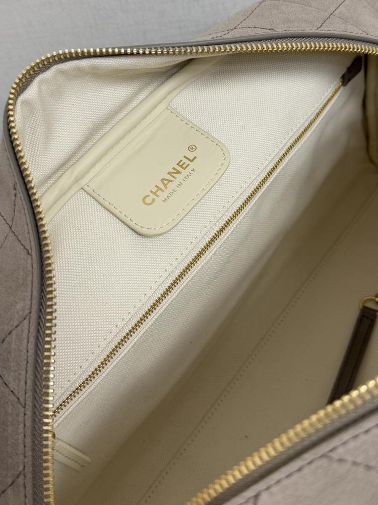 Chanel Quilted Suede Bowling Bag