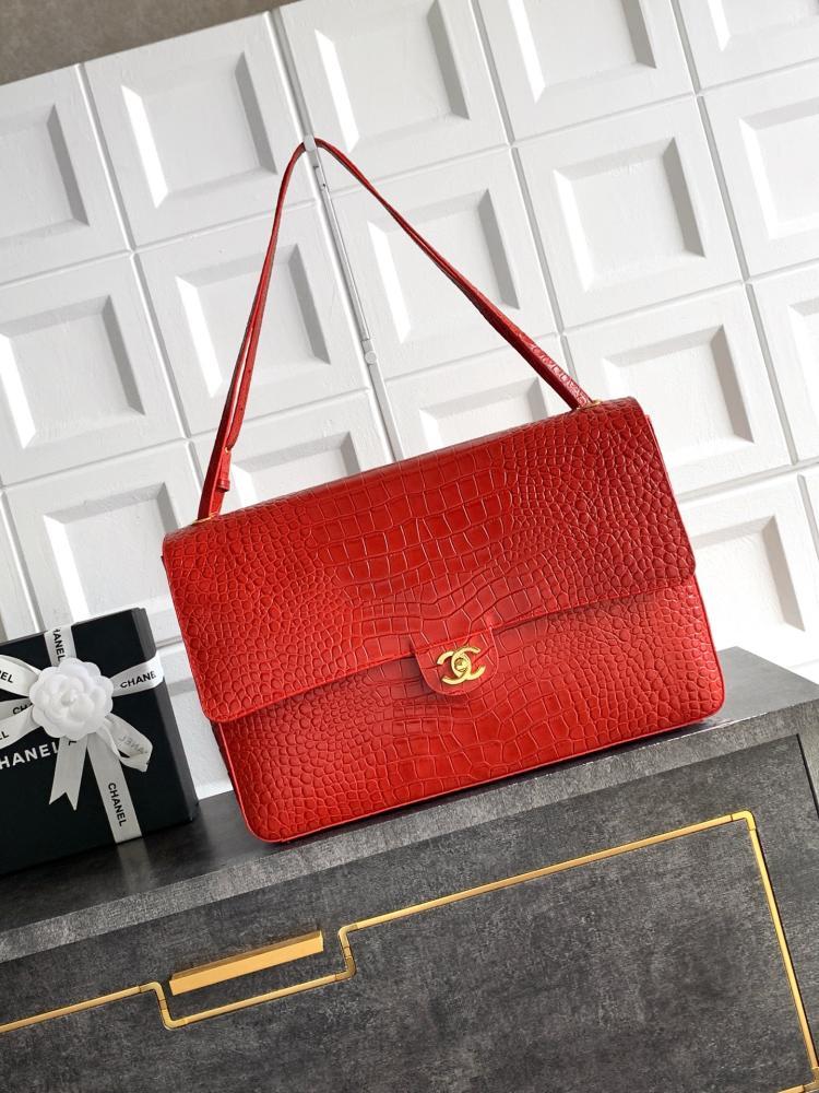 Chanel Croc-Embossed Leather Flap Bag