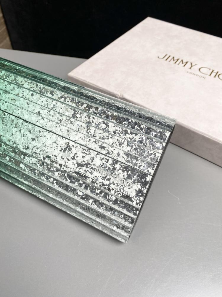 Jimmy Choo Structured Glitter Ribbed Clutch