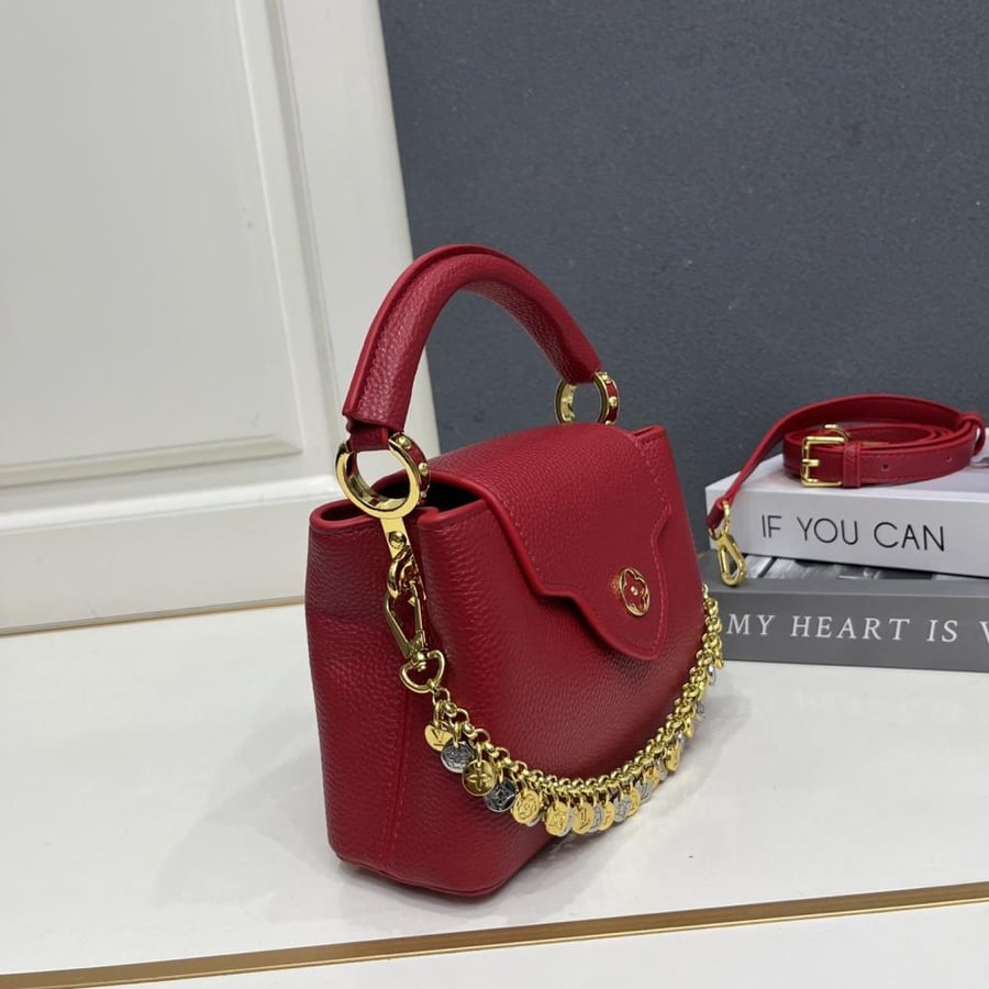 Louis Vuitton Capucines Mini Leather Bag with Charms Chain